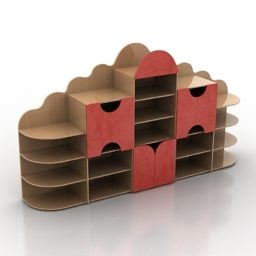 Book Rack Kindergarten Furniture 3d model