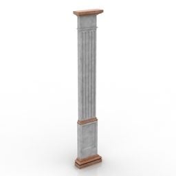 3D-Modell der dünnen Pilastersäulendekoration
