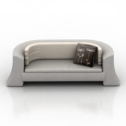 Sofá tapizado con respaldo curvo modelo 3d