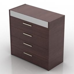 Brown Wood Locker With Four Drawers 3d model