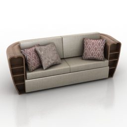 أريكة جلدية باللون البيج موديل قديم ثلاثي الأبعاد