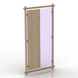 Modern Mirror With Wood Frame 3d model