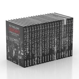Stos książek Czarna biała okładka Model 3D