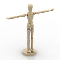 Drewniana figurka w kształcie człowieka Model 3D