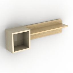Prosta drewniana szafka z półkami Model 3D