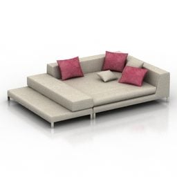 Vardagsrum Lädersoffa med soffmatta och soffbord 3d-modell