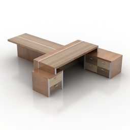 Mô hình mô-đun bàn gỗ văn phòng 3d