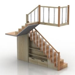 इनडोर फर्नीचर लकड़ी की सीढ़ी 3डी मॉडल