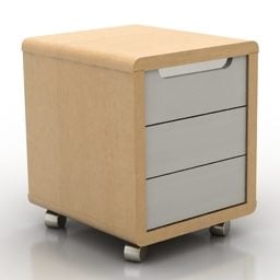 白蜡木木制床头柜轮式3d模型