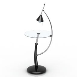 Mesa redonda de cristal con lámpara modelo 3d