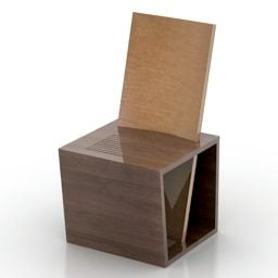 Ghế kiểu hộp gỗ nguyên khối 3d