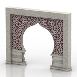 Modelo 3D de decoração de parede em arco árabe
