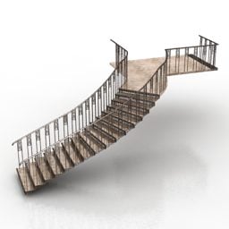 Model 3D zakrzywionych schodów wewnętrznych