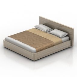 Modern Double Bed Upholstered 3d model