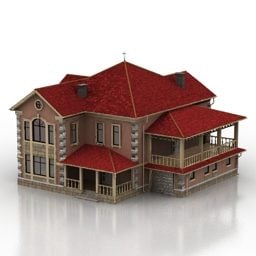 Model 3d Arsitektur Bangunan Atap Rumah Villa
