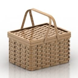 Rattan Basket With Handle 3d model