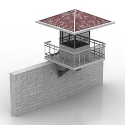 Modello 3d della torre della prigione del checkpoint