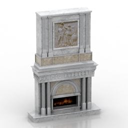 Antique Stone Marble Fireplace 3d model