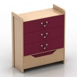 木制储物柜红漆3d模型