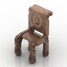 Wooden Carved Chair 3d model