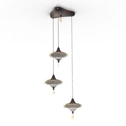 Ceiling Lamp Three Glass Shade 3d model