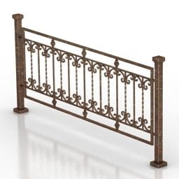 Wrought Iron Brass Fence 3d model