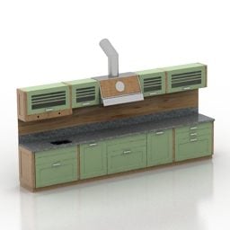 3д модель кухонного шкафа с духовкой и вытяжкой