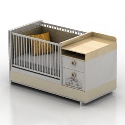 Łóżeczko dziecięce z kombinacją szafek Model 3D