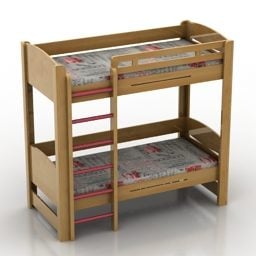 سرير بطابقين للطفل نموذج ثلاثي الأبعاد