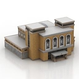 Modelo 3d de arquitetura antiga de edifício central