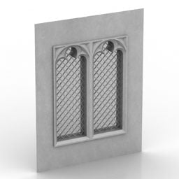 Snidade båge väggdekoration fönster 3d-modell