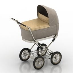 Retro Baby Carriage 3d model