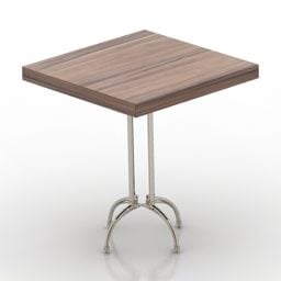 Table carrée en noyer modèle 3D