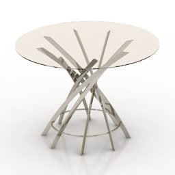 Okrągły szklany stolik kawowy ze skrętną nogą Model 3D
