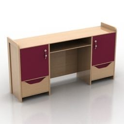 Work Table With Combine Drawers 3d model