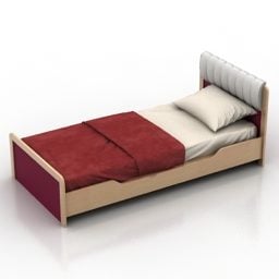 Modelo 3d de móveis modernos de hotel com cama de solteiro
