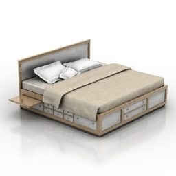 더블 침대 덮개를 씌운 3d 모델