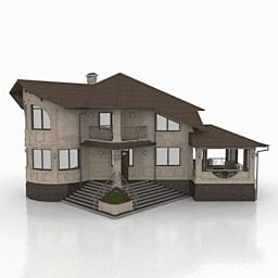 Vintage 3D model evropského vila domu