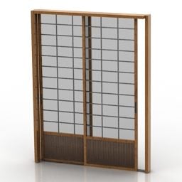 Pintu Asia Dengan Bingkai Berukir Model 3d