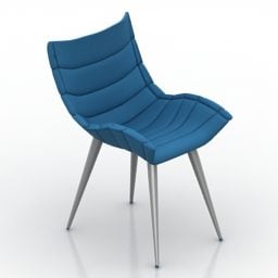 3д модель современного стула из синей ткани