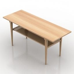 طاولة مستطيلة مع رف تحت نموذج ثلاثي الأبعاد