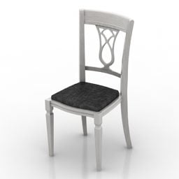Landelijke houten stoel wit geschilderd 3D-model