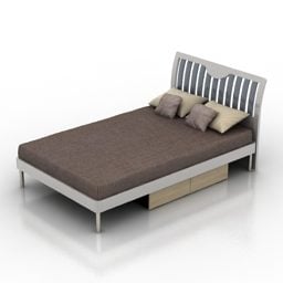 Ліжко двоспальне маленьке з матрацом 3d модель