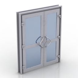 דלת זכוכית מסגרת לבנה דגם תלת מימד