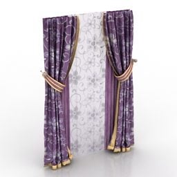 Two Layers Curtain Purple Color 3d model