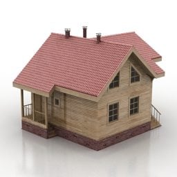 3d модель заміського будинку на даху