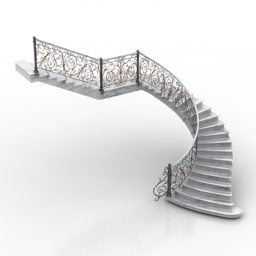 Escalera curvada de pasillo modelo 3d