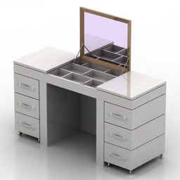 Dressing Table With Foldable Mirror 3d model