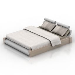 Modelo 3d de cama estofada cinza