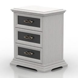 White Nightstand Antique Furniture 3d model